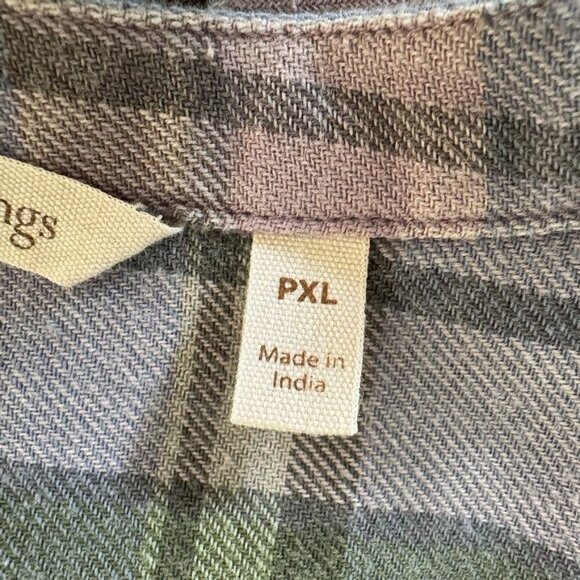 Soft Surroundings Serissa 1005 Cotton Flannel Green Lavender Blue Plaid Blouse - Picture 11 of 13